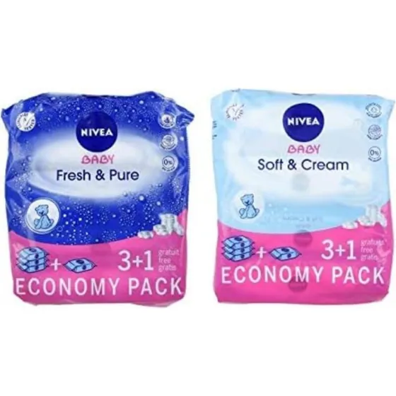 NIVEA Baby Soft & Creme vådservietter 4 x 63 stk