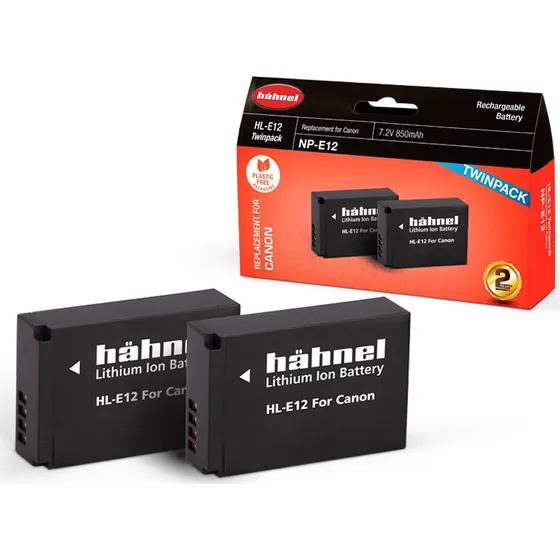 Hhnel 2-pack batteri til Canon LP-E12 850mAh
