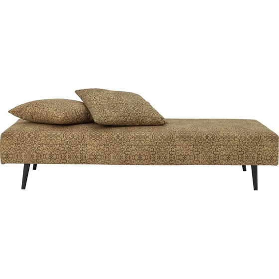 Bloomingville Gulli daybed 200x80 – gul bomuld, mørkebrune ben
