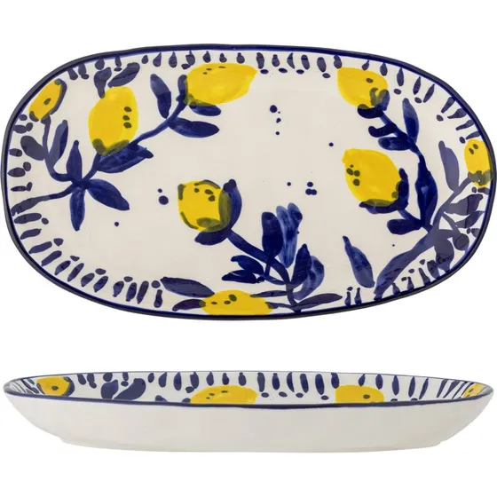 Maxima serveringsfad i bl stentj med citronmotiv