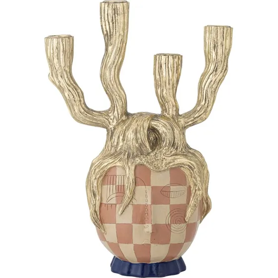 BLOOMINGVILLE Medusa lysestage - guld polyresin