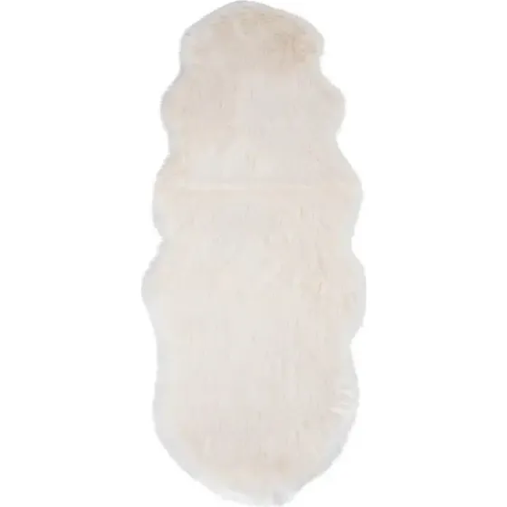 Imiteret lammeskind natur hvid 60x180 cm – polyester