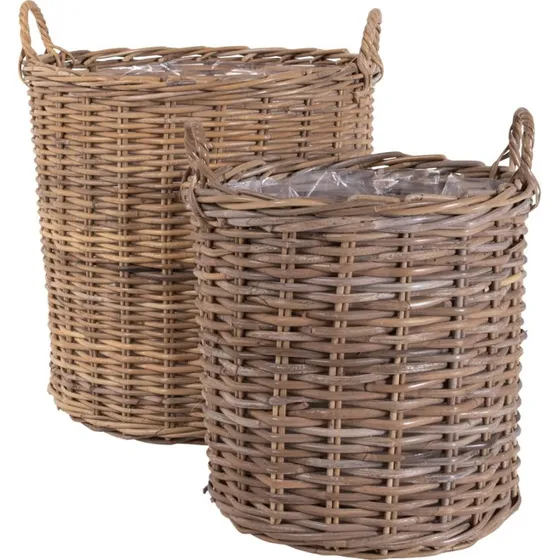 Indo runde kubu-rattan kurve, sæt á 2