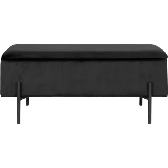 Watford bænk m. opbevaring - sort fløjl 95x37 cm