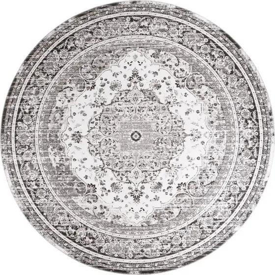 Havana rundt tæppe Ø200 cm - sort/hvid (chenille)