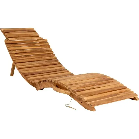 Teak liggestol Solvogn - natur 160 cm
