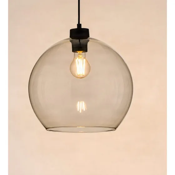 Cubus pendellampe Ø30 ravfarvet glas, sort metal