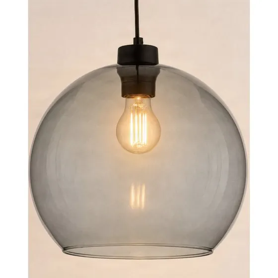 Cubus pendel Ø30 røggråt glas – sort metal