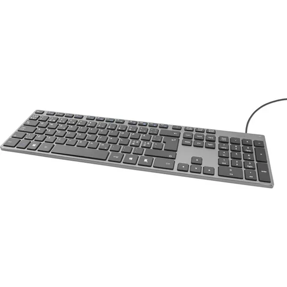 Deltaco Slim USB Tastatur - Nordic Aluminium, Mrkegr