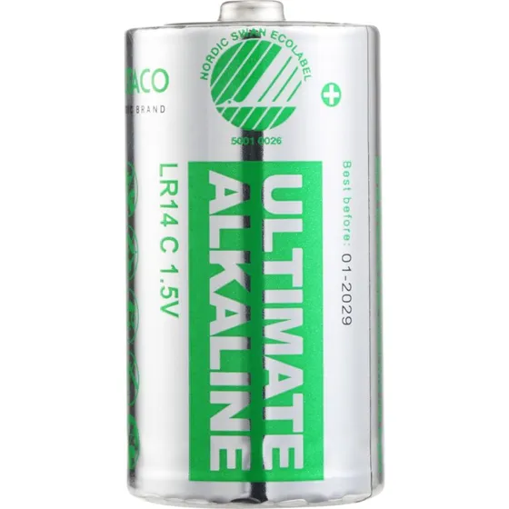 Deltaco Ultimate Alkaline C-batteri 10-pack (Nordic Swan)