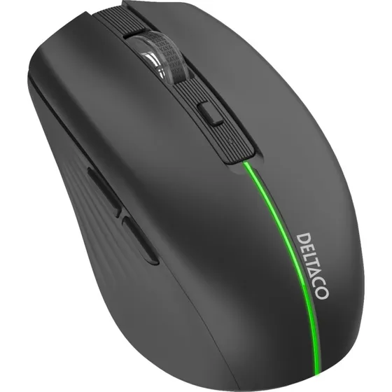 Deltaco Silent genopladelig trdls mus BT+2,4 GHz - 6 knapper