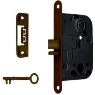 Copenhagen Home Design Mellemdørlås Model 2014, bruneret messing