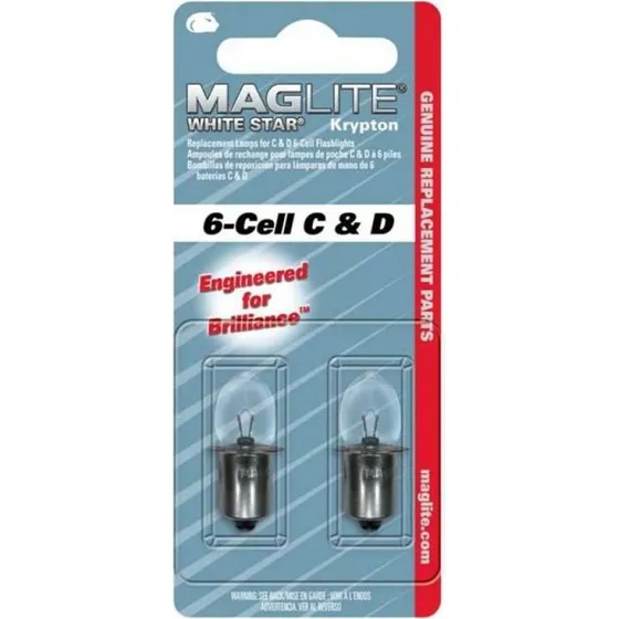 Maglite White Star Krypton prer 2 stk (C/D, 3/6-cell)
