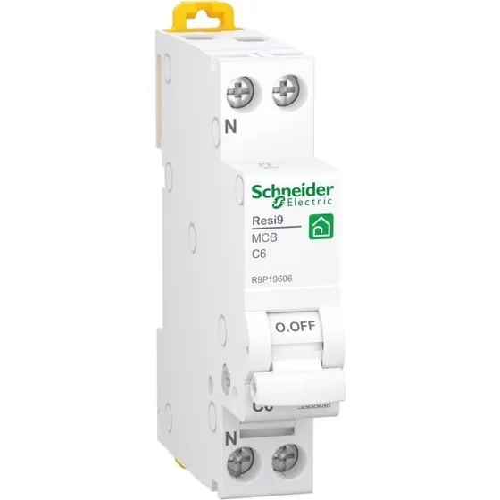 Schneider Resi9 Automatsikring MCB 1P+N C 6A 6kA 18 mm (R9P19606)