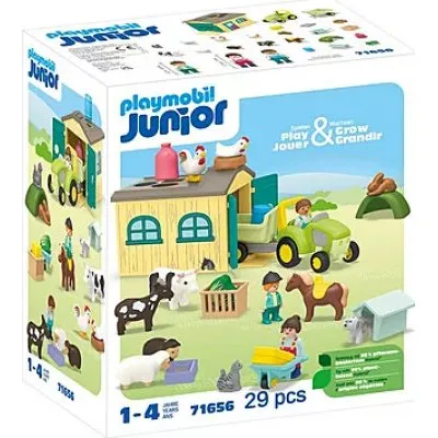 Playmobil Junior Gårdsleg med Traktor, Trailer & Dyr