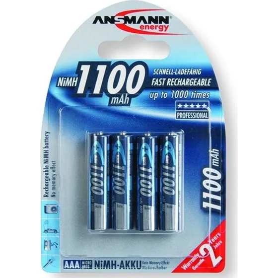 Ansmann AAA R03 1100 mAh genopladelige batterier 4 stk