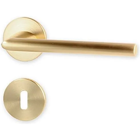 Jazz dørhåndtag i børstet messing med roset og nøgleskilt