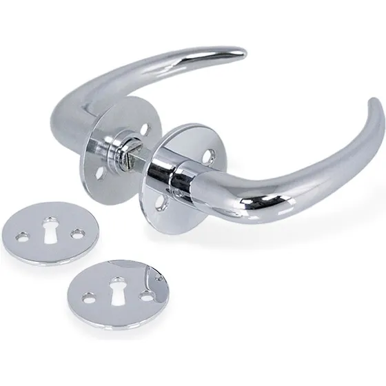 Coupé dørhåndtag forkromet inkl. roset & nøgleskilt c/c 30 mm