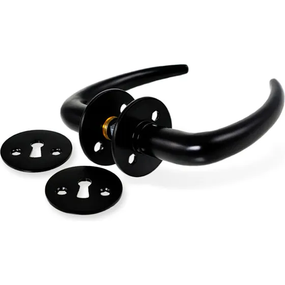 Coupé dørhåndtag sort inkl. roset & nøgleskilt c/c 30 mm