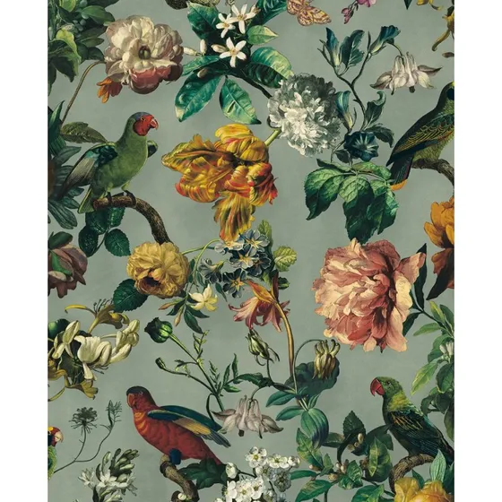 Eijffinger Flowers and Parrots - Dusty Sage (Museum 307302)