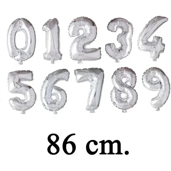 Folieballon Sølv tal 1, 86 cm