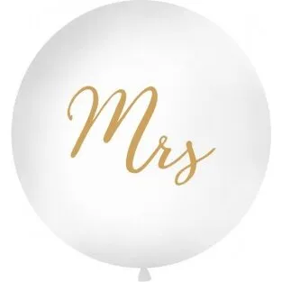 Kæmpe hvid ballon "Mrs" 1 m – biologisk nedbrydelig latex