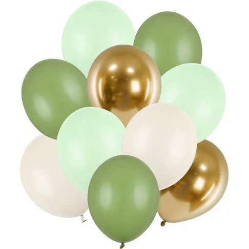 Latexballoner 10 stk, Pistacie & Guld 27–31 cm