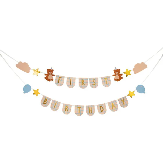 Fødselsdagsbanner 2,55 m Bjørne & Bogstaver