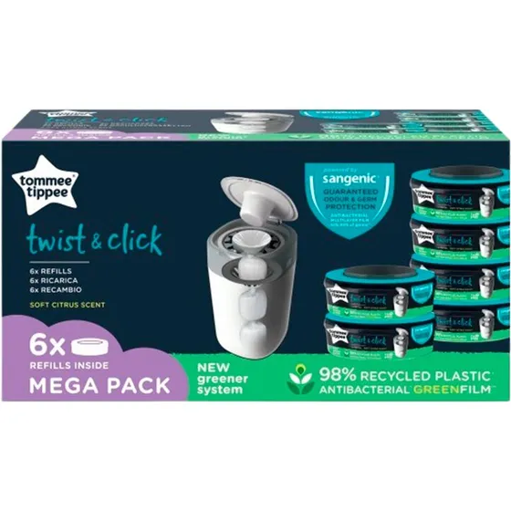 Tommee Tippee Sangenic Twist & Click bleposer - 6 stk.