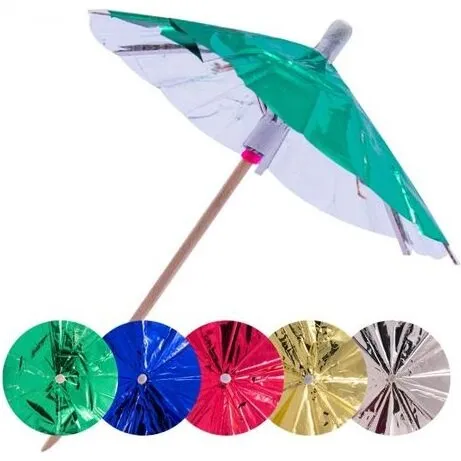 Drinks Metalliske cocktailparaplyer 15 stk (10 cm)