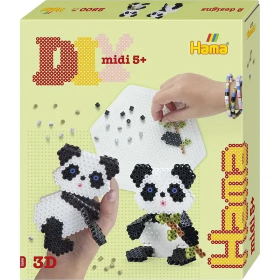 Hama Midi 3D Panda Perlesæt – Gaveæske