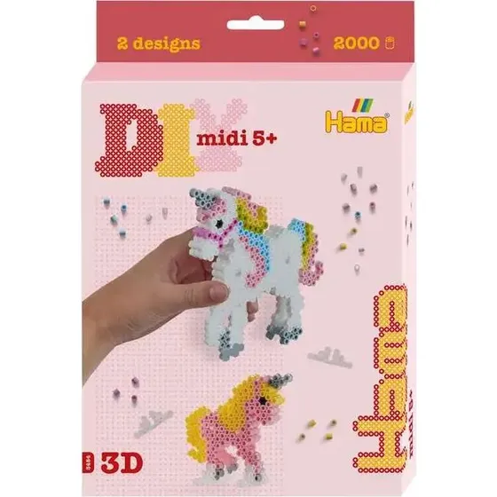 Hama Midi 3D Enhjørning Sæt – 2.000 Perler