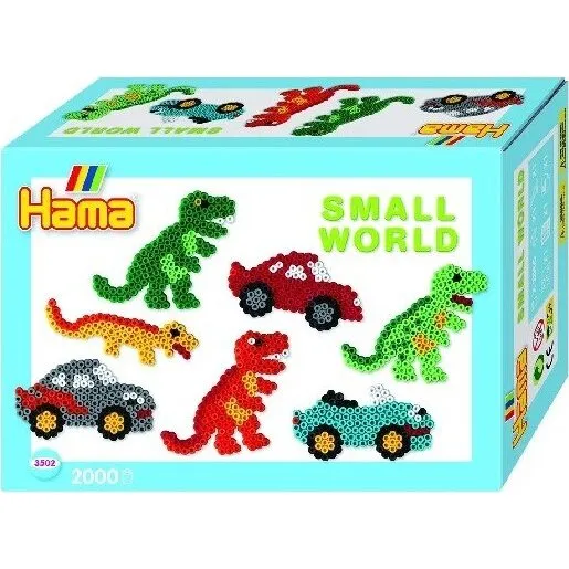 Hama Midi Perler Gaveske - Dinosaurer & Biler, 2000 stk