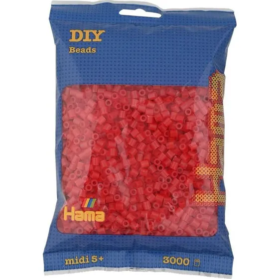Hama Midi Perler 3.000 stk – Transparent Rød