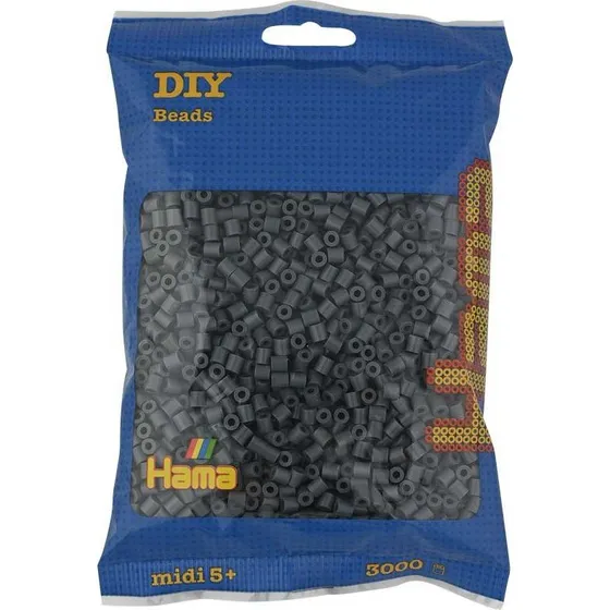 Hama Midi Perler 3000 stk  Mrkegr