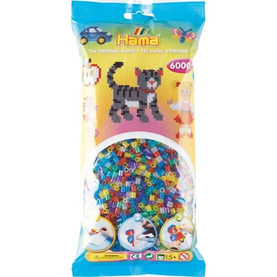 Hama Midi Perler 6000 stk - Transparent Glitter Mix