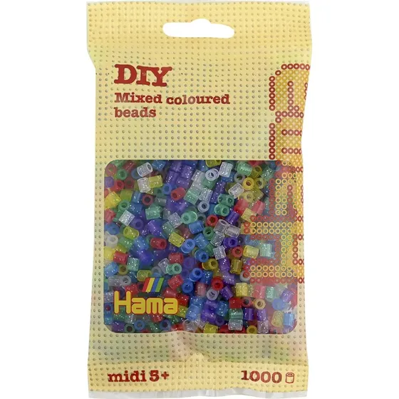 Hama Midi Perler 1000 stk Transparent Glitter Mix 54