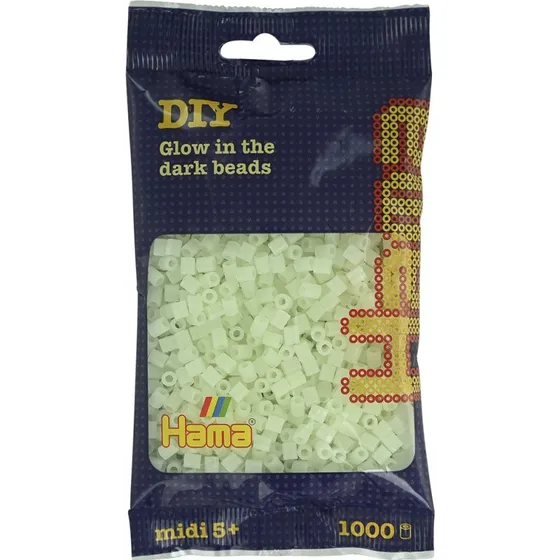 Hama Midi Perler 1000 stk  Selvlysende Grn