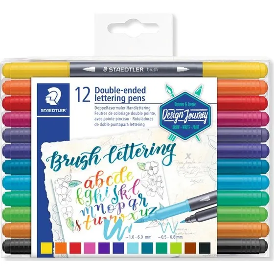 Staedtler Brush Letter Duo – 12 dobbeltsidede tuscher