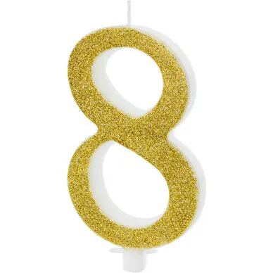 Fødselsdagslys Guld 10 cm (1 stk.)