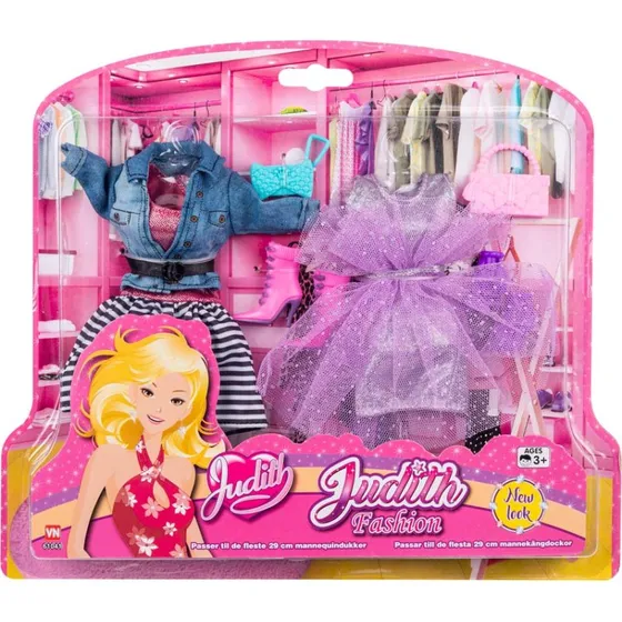 Judith dukketøj - 2 kjoler med tasker og sko (29 cm)