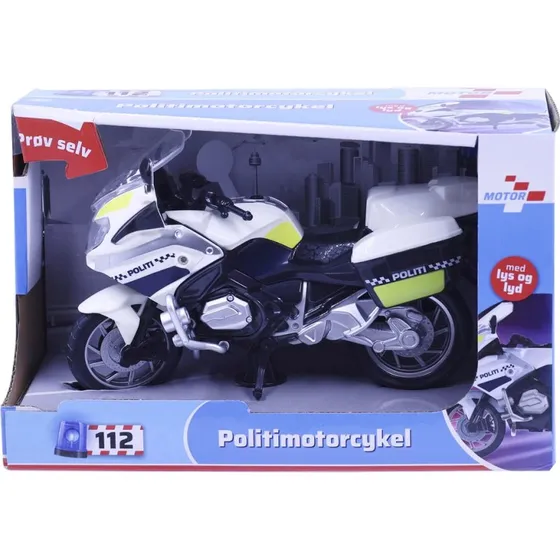 Politimotorcykel legetj 18 cm med lys og lyd