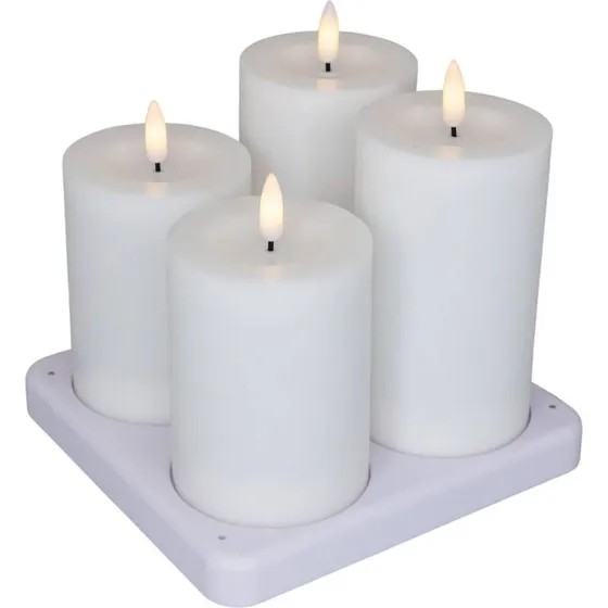 Cozzy LED bloklys Ø7,5 cm genopladelige 4-pak hvid