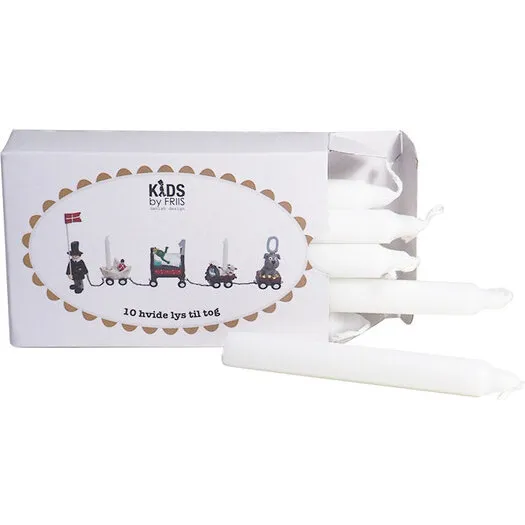Kids by Friis Fødselsdagslys til Tog, 10 stk (hvid)