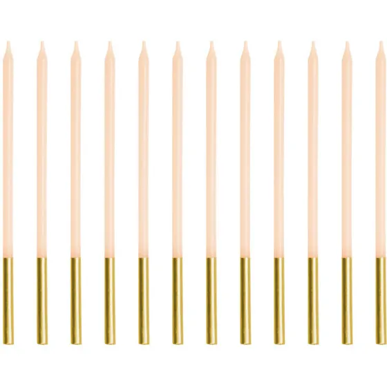 Fødselsdagslys creme 14 cm, 12 stk