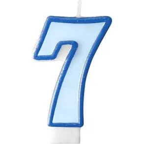 Fødselsdagslys Tal 7 Blå med Øjne – 1 stk.