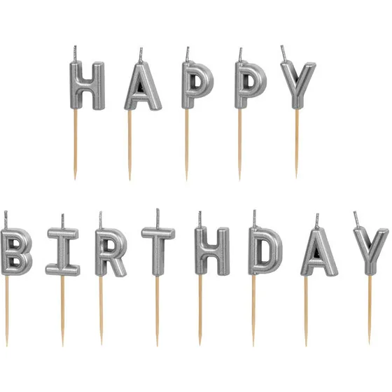 Uden mærke Fødselsdagslys sølv 25 mm (1 stk)