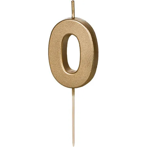 Fødselsdagslys Guld nr. 4 på tandstik (5 cm)