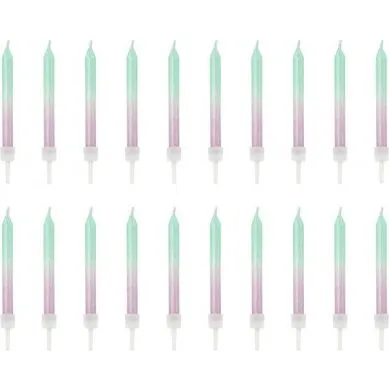 Ombre fødselsdagslys 20 stk. Mintgrøn–Pink 6 cm