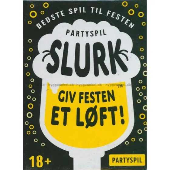 Slurk spil – festspil for voksne (3–12 spillere, 16+)